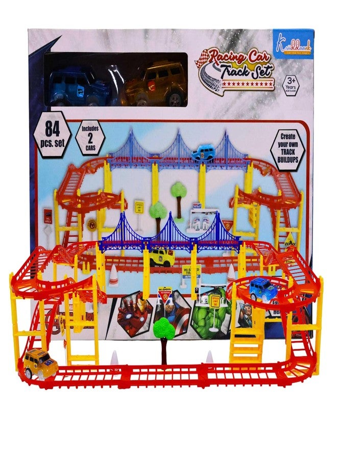 Kriiddaank Avenger Theme Car Track - Portable Marvel Racing Track Playset | Diecast Metal Toy Car | Realistic Miniature Collectible for Kids | 84 Pieces - Image 1